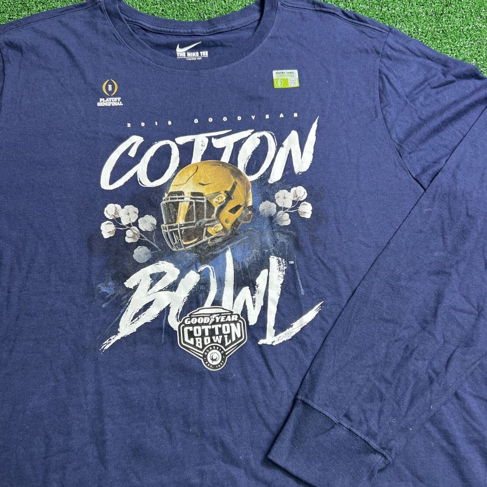 Notre Dame Football Nike Cotton Bowl 2018 Playoff T-Shirt Blue‎ Size 2XL